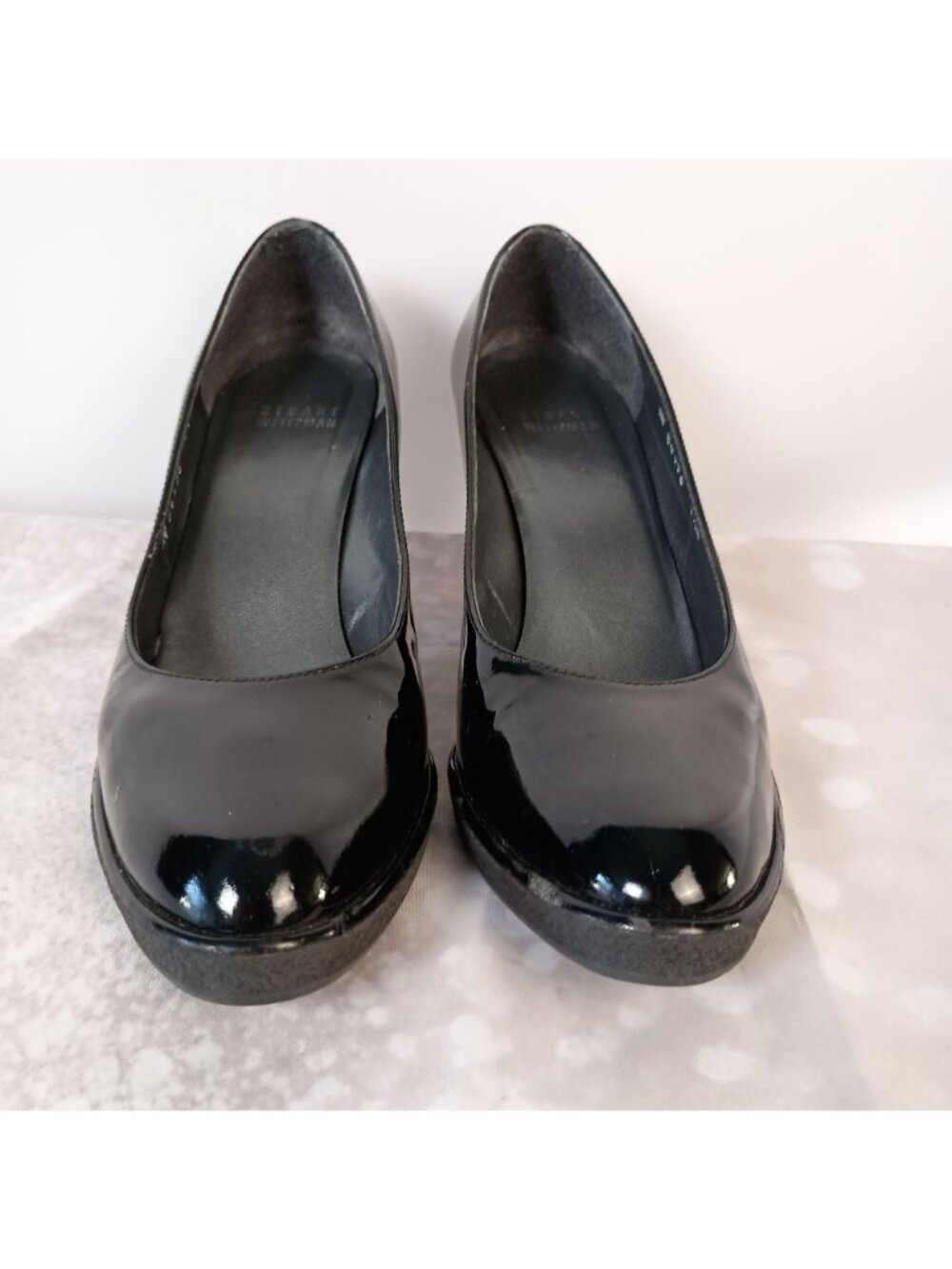 Stuart Weitzman Platswoon Pumps Black Patent Leather Sz 7.5 N Heels - Picture 8 of 10